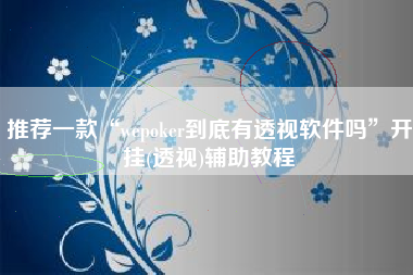推荐一款“wepoker到底有透视软件吗”开挂(透视)辅助教程