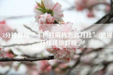 3分钟教程“手机打麻将怎么开挂”(透视)开挂详细教程 3分钟教程“手机打麻将怎么开挂”(透视)开挂详细教程