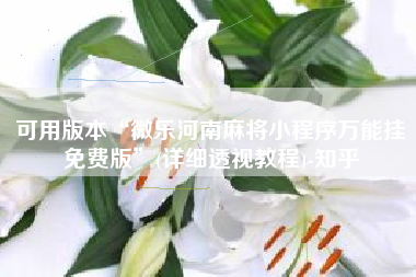 可用版本“微乐河南麻将小程序万能挂免费版”(详细透视教程)-知乎 可用版本“微乐河南麻将小程序万能挂免费版”(详细透视教程)-知乎