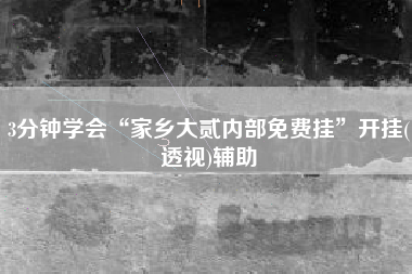 3分钟学会“家乡大贰内部免费挂”开挂(透视)辅助
