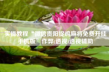 实操教程“微信贵阳捉鸡麻将免费开挂手机版”作弊(透视)透视辅助 实操教程“微信贵阳捉鸡麻将免费开挂手机版”作弊(透视)透视辅助