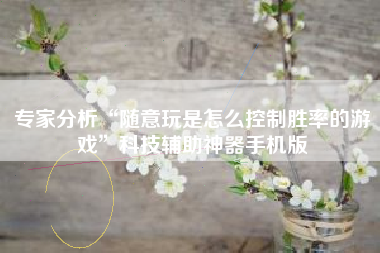 专家分析“随意玩是怎么控制胜率的游戏”科技辅助神器手机版