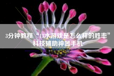 3分钟教程“13水游戏是怎么样的胜率”科技辅助神器手机