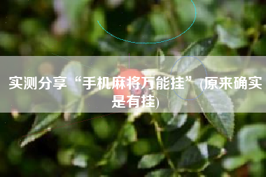 实测分享“手机麻将万能挂”(原来确实是有挂) 实测分享“手机麻将万能挂”(原来确实是有挂)
