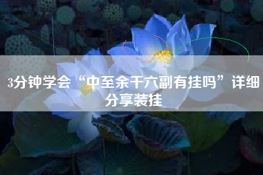 3分钟学会“中至余干六副有挂吗”详细分享装挂