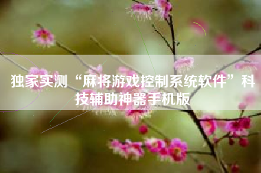 独家实测“麻将游戏控制系统软件”科技辅助神器手机版