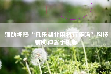 辅助神器“凡乐湖北麻将有挂吗”科技辅助神器手机版