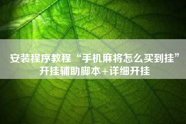 安装程序教程“手机麻将怎么买到挂”开挂辅助脚本+详细开挂