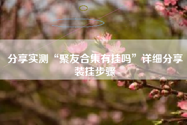 分享实测“聚友合集有挂吗”详细分享装挂步骤