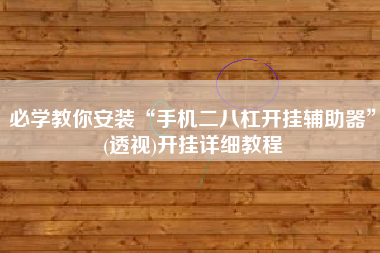 必学教你安装“手机二八杠开挂辅助器”(透视)开挂详细教程
