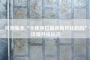 可用版本“小程序打麻将有开挂的吗”详细开挂玩法