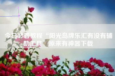 今日必看教程“阳光岛牌乐汇有没有辅助工具”原来有神器下载