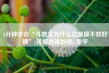 3分钟学会“斗地主为什么总是摸不到好牌”(详细透视教程)-知乎