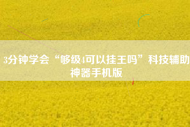 3分钟学会“够级4可以挂王吗”科技辅助神器手机版