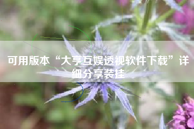 可用版本“大亨互娱透视软件下载”详细分享装挂