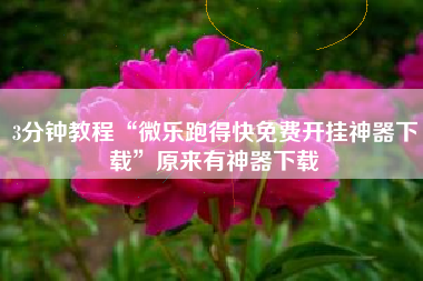 3分钟教程“微乐跑得快免费开挂神器下载”原来有神器下载