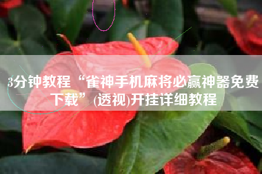 3分钟教程“雀神手机麻将必赢神器免费下载”(透视)开挂详细教程