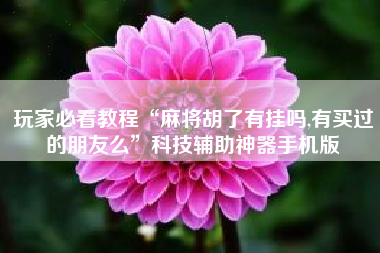 玩家必看教程“麻将胡了有挂吗,有买过的朋友么”科技辅助神器手机版