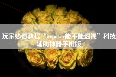玩家必看教程“wepoker能不能透视”科技辅助神器手机版