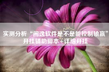 实测分析“闲逸软件是不是能控制输赢”开挂辅助脚本+详细开挂