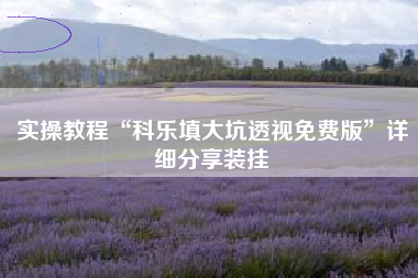 实操教程“科乐填大坑透视免费版”详细分享装挂