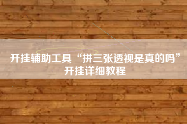 开挂辅助工具“拼三张透视是真的吗”开挂详细教程
