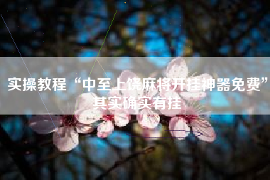 实操教程“中至上饶麻将开挂神器免费”其实确实有挂