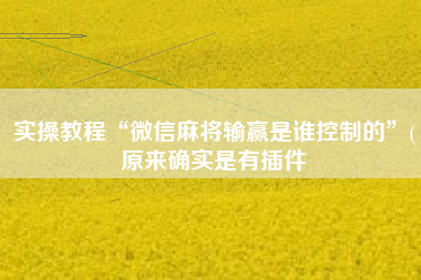 实操教程“微信麻将输赢是谁控制的”(原来确实是有插件