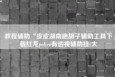 教程辅助“皮皮湖南跑胡子辅助工具下载红龙poker有透视辅助挂(太