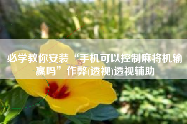 必学教你安装“手机可以控制麻将机输赢吗”作弊(透视)透视辅助