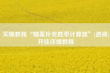 实操教程“精英扑克胜率计算器”(透视)开挂详细教程