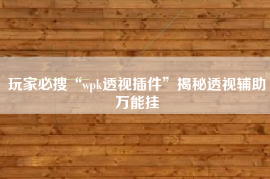 玩家必搜“wpk透视插件”揭秘透视辅助万能挂