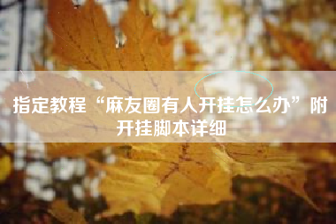 指定教程“麻友圈有人开挂怎么办”附开挂脚本详细