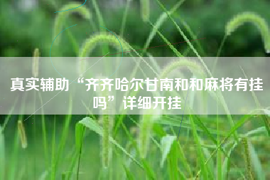 真实辅助“齐齐哈尔甘南和和麻将有挂吗”详细开挂