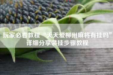 玩家必看教程“天天爱柳州麻将有挂吗”详细分享装挂步骤教程