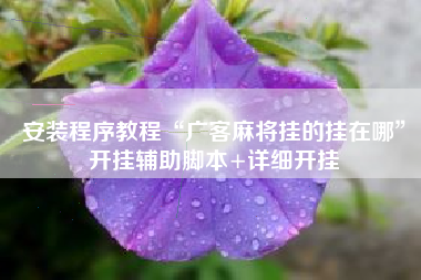 安装程序教程“广客麻将挂的挂在哪”开挂辅助脚本+详细开挂