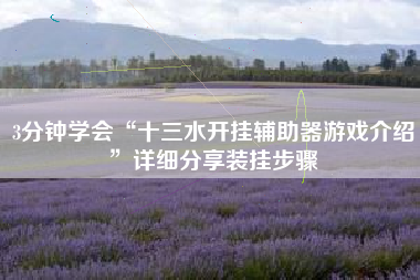 3分钟学会“十三水开挂辅助器游戏介绍”详细分享装挂步骤