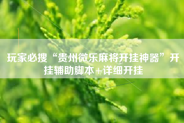 玩家必搜“贵州微乐麻将开挂神器”开挂辅助脚本+详细开挂