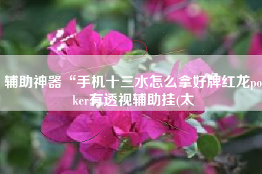 辅助神器“手机十三水怎么拿好牌红龙poker有透视辅助挂(太