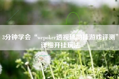 3分钟学会“wepoker透视辅助挂游戏评测”详细开挂玩法