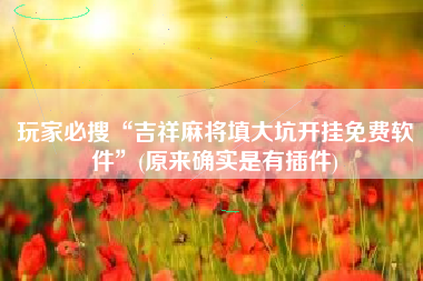 玩家必搜“吉祥麻将填大坑开挂免费软件”(原来确实是有插件)