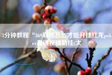 3分钟教程“369麻将怎么才能开挂红龙poker有透视辅助挂(太