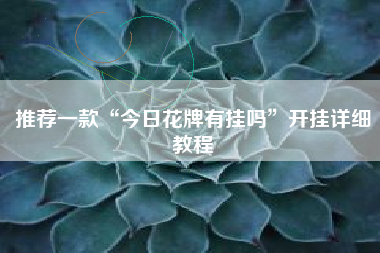 推荐一款“今日花牌有挂吗”开挂详细教程