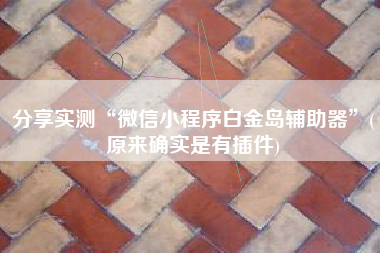 分享实测“微信小程序白金岛辅助器”(原来确实是有插件)