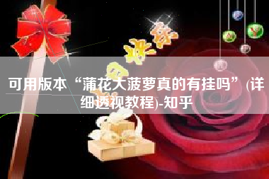 可用版本“蒲花大菠萝真的有挂吗”(详细透视教程)-知乎