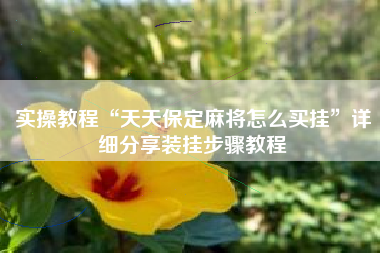 实操教程“天天保定麻将怎么买挂”详细分享装挂步骤教程