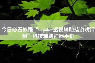 今日必看教程“wepoker透视辅助挂游戏评测”科技辅助神器手机