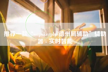 推荐一款“wepokerplus德州局辅助”辅助器 - 实时智能