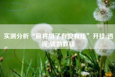实测分析“麻将胡了有没有挂”开挂(透视)辅助教程