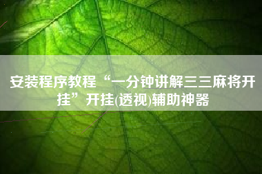安装程序教程“一分钟讲解三三麻将开挂”开挂(透视)辅助神器